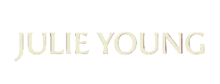 Text 'JULIE YOUNG' in white on a red background