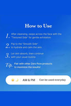 Instructions on how to use a skincare product with a blue background