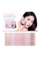 Makeup product with a model holding it, set against a white background