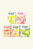 Five boxes of Teazen Kombucha on a white background